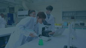 Lead scientist analyzing sample slide under lab microscope labmate jotting notes and hearts rising. Research, collaboration, innovation, healthcare, science, teamwork, analysis - Powered by Shutterstock - Get 15% off with code: PIKWIZARD15