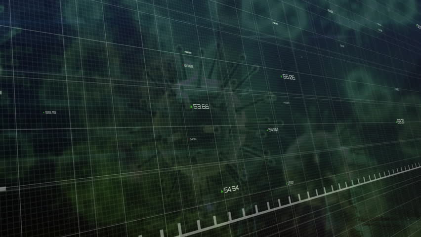 Green line plot appearing left and oscillating across grid with virus models tracking health trends. Data, analytics, visualization, scientific, technology, digital, health - Powered by Shutterstock - Get 15% off with code: PIKWIZARD15