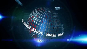 code panels fading in, 3D binary globe emerging and blockchain ring rotating to show data security. Futuristic, digital, technology, cybersecurity, network, abstract, innovation - Powered by Shutterstock - Get 15% off with code: PIKWIZARD15