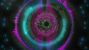 Opening neon interface revealing pulsing rings rotating, START letters morphing signaling startup. Futuristic, technological, vibrant, motion, sci-fi, innovation, digital - Powered by Shutterstock - Get 15% off with code: PIKWIZARD15