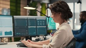 Woman advisor engages in brainstorming sessions and data forecasting, leveraging insights and technology to align the strategy with objectives and support for efficient project execution. Camera B. - Powered by Shutterstock - Get 15% off with code: PIKWIZARD15