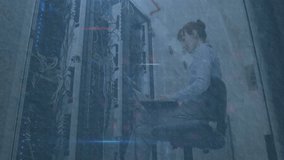 IT engineer connecting cable and tapping device generating holographic code and activating firewall. Technology, cybersecurity, digital, data, innovation, modern, professional - Powered by Shutterstock - Get 15% off with code: PIKWIZARD15