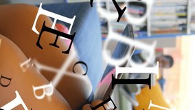 Animation of letters moving over schoolchildren using tablet. education, development and learning concept digitally generated video. - Powered by Shutterstock - Get 15% off with code: PIKWIZARD15