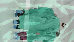 Animation of dna strand over diverse surgeons in hospital. Global medicine, healthcare, connections, computing and data processing concept digitally generated video. - Powered by Shutterstock - Get 15% off with code: PIKWIZARD15