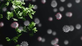 Animation of halloween pumpkins with multiple covid 19 cells floating on black background. halloween and coronavirus pandemic concept digitally generated image. - Powered by Shutterstock - Get 15% off with code: PIKWIZARD15