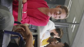 Animation of multiple notification bars over diverse coworkers sharing ideas while drinking coffee. Digital composite, multiple exposure, planning, teamwork, social media reminder and technology. - Powered by Shutterstock - Get 15% off with code: PIKWIZARD15