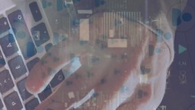 Animation of data processing over covid keyboard and falling euro banknotes. Global business digital interface and technology concept digitally generated video. - Powered by Shutterstock - Get 15% off with code: PIKWIZARD15