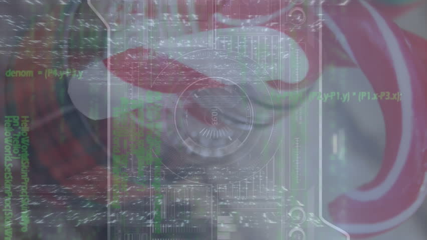 Animation of data processing over christmas candy canes. Christmas, celebration and digital interface concept digitally generated video. - Powered by Shutterstock - Get 15% off with code: PIKWIZARD15