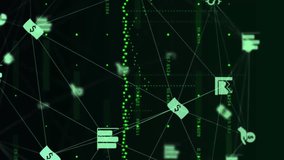 Animation of media icons over data processing. Global business and digital interface concept digitally generated video. - Powered by Shutterstock - Get 15% off with code: PIKWIZARD15