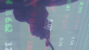 A man is using his smartphone and smiling while out and about in the city at night. Global connections technology data processing and digital interface concept digitally generated video. - Powered by Shutterstock - Get 15% off with code: PIKWIZARD15