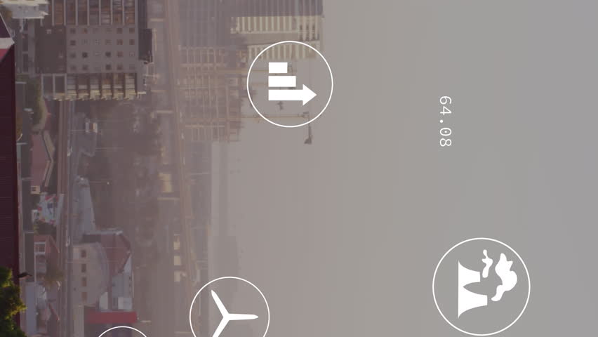 Animation of eco icons and data processing over cityscape. Global business, finance, computing, data processing and connections concept digitally generated video. - Powered by Shutterstock - Get 15% off with code: PIKWIZARD15