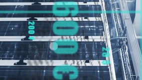 Animation of statistical data processing over grid network against computer server room. Computer interface and business data storage technology concept - Powered by Shutterstock - Get 15% off with code: PIKWIZARD15