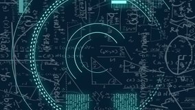 Animation of data processing over mathematical equations on black background. Global science, computing and digital interface concept digitally generated video. - Powered by Shutterstock - Get 15% off with code: PIKWIZARD15