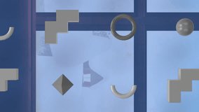 Animation of grey abstract shapes in seamless pattern and snow falling over winter landscape. Christmas festivity and celebration concept - Powered by Shutterstock - Get 15% off with code: PIKWIZARD15