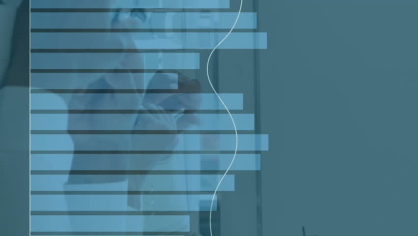 Animation of financial data processing over diverse businesspeople discussing together at office. Global finance and business data technology concept - Powered by Shutterstock - Get 15% off with code: PIKWIZARD15