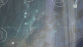 Animation of dots connected with lines, numbers and lens flare over icons around globe. Digitally generated, hologram, globalization, communication, illuminated, abstract and technology concept. - Powered by Shutterstock - Get 15% off with code: PIKWIZARD15