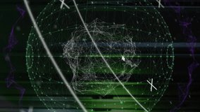 Animation of round scanner and globe of network of connections against computer server room. Global networking and business data storage technology concept - Powered by Shutterstock - Get 15% off with code: PIKWIZARD15