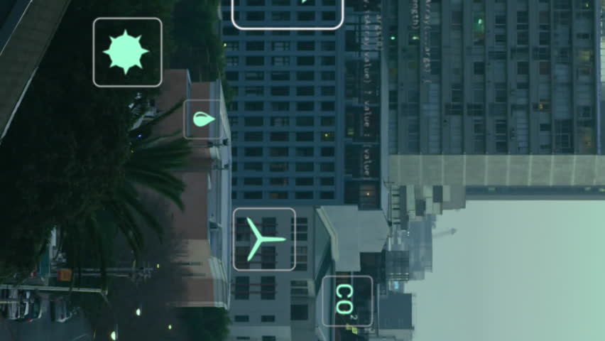 Animation of data processing with icons over cityscape. Business, finances and digital interface concept digitally generated video. - Powered by Shutterstock - Get 15% off with code: PIKWIZARD15