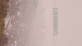 Animation of multiple changing numbers floating against aerial view of cityscape. Computer interface and business technology concept - Powered by Shutterstock - Get 15% off with code: PIKWIZARD15