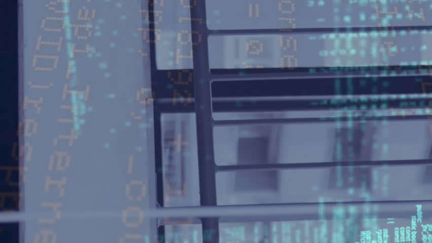 Animation of data processing over caucasian businesswoman walking. Global business, finances, computing and data processing concept digitally generated video.