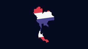 4K motion animation of Thailand map with its national flag overlay, set against a dark neutral background. Great for educational visuals and digital media. - Powered by Shutterstock - Get 15% off with code: PIKWIZARD15