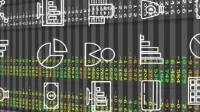 Financial data and stock market icons animation over spreadsheet with numbers. Finance, investment, economy, trading, analytics, growth - Powered by Shutterstock - Get 15% off with code: PIKWIZARD15