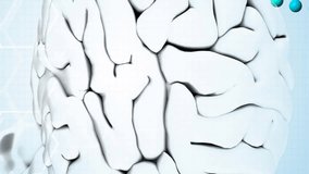 Animation of green, red and yellow puzzle pieces falling, dna strand over human brain. autism and learning difficulties support and awareness concept digitally generated vide - Powered by Shutterstock - Get 15% off with code: PIKWIZARD15