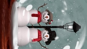 Snowflakes animation over snow globe with two snowmen and street lamp. Winter, holiday, animated, festive, decoration, snowstorm - Powered by Shutterstock - Get 15% off with code: PIKWIZARD15