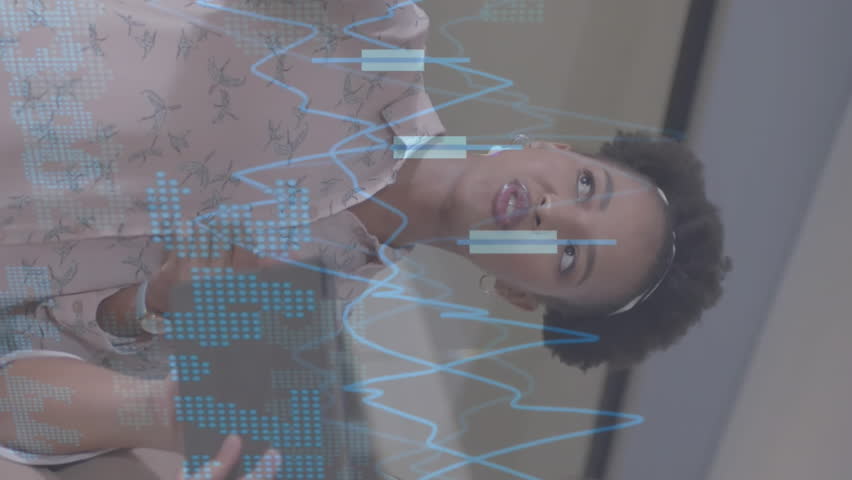 Animation of financial data processing over diverse businesswomen in office. Global finance, business, connections, computing and data processing concept digitally generated video. - Powered by Shutterstock - Get 15% off with code: PIKWIZARD15
