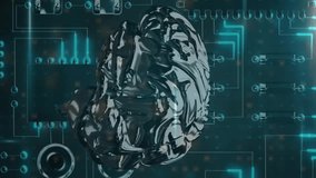 Animation of warning data processing, human brain and circuit board. global online security, computing, data processing and technology concept digitally generated video. - Powered by Shutterstock - Get 15% off with code: PIKWIZARD15