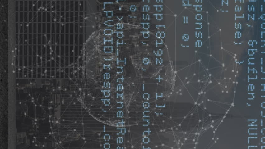 Animation of clock, globe and data processing over cityscape. Global network, data processing and technology concept digitally generated video. - Powered by Shutterstock - Get 15% off with code: PIKWIZARD15