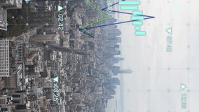 Animation of charts and graphs processing data over cityscape. Data, digital interface, connection, processing, finance, business and communication, digitally generated video. - Powered by Shutterstock - Get 15% off with code: PIKWIZARD15