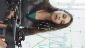 Animation of financial data processing over diverse businesspeople in office. Global finance, business, connections, computing and data processing concept digitally generated video. - Powered by Shutterstock - Get 15% off with code: PIKWIZARD15