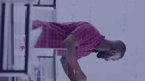 Animation of data processing over diverse schoolchildren and male teacher in classroom. Global education, school, connections, computing and data processing concept digitally generated video. - Powered by Shutterstock - Get 15% off with code: PIKWIZARD15