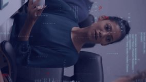 Animation of financial data processing over diverse business people working together. Global finance, business, connections, computing and data processing concept digitally generated video. - Powered by Shutterstock - Get 15% off with code: PIKWIZARD15