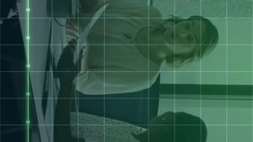 Animation of financial data processing over diverse colleagues discussing work in office. Global business, finances, computing and digital interface concept digitally generated video. - Powered by Shutterstock - Get 15% off with code: PIKWIZARD15