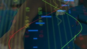 Smiling healthcare professional with financial data and stock market analysis animation. Finance, investment, economy, success - Powered by Shutterstock - Get 15% off with code: PIKWIZARD15