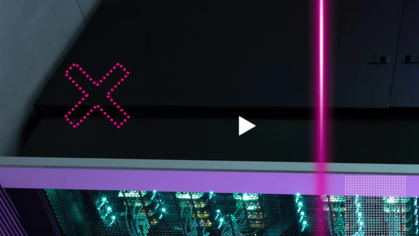 Animation of pink scanner beams, rotating shapes and graph processing data over server room. Connection, data, processing, digital interface and communication, digitally generated video. - Powered by Shutterstock - Get 15% off with code: PIKWIZARD15