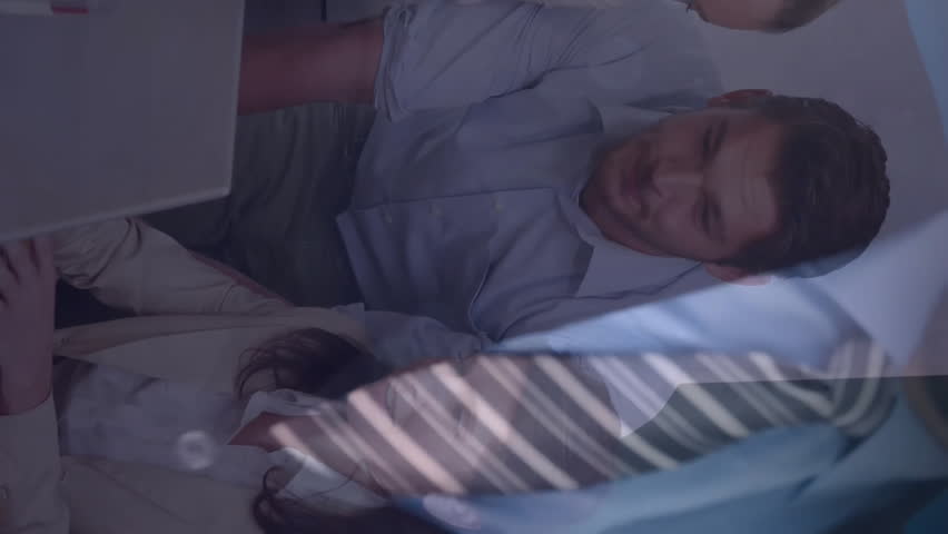 Collaborating in office, business team using animation with digital network icons. Teamwork, collaboration, networking, technology, innovation, corporate - Powered by Shutterstock - Get 15% off with code: PIKWIZARD15