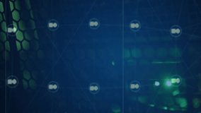 Animation of grid network of ai chatbot icons rotating over dark computer server room. Ai, connection, data, communication and digital interface technology, digitally generated video. - Powered by Shutterstock - Get 15% off with code: PIKWIZARD15