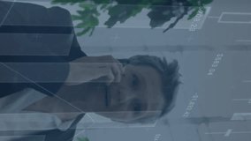 Animation of data processing over caucasian businesswoman walking. global business, finances, connections and digital interface concept digitally generated video. - Powered by Shutterstock - Get 15% off with code: PIKWIZARD15