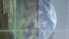 Animation of graphs, globe and data processing over wind turbine. environment, sustainability, ecology, renewable energy and technology concept digitally generated video. - Powered by Shutterstock - Get 15% off with code: PIKWIZARD15