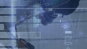 Animation of financial graphs over asian businesswoman using smartphone and drinking coffee. Business, finance, economy and technology concept digitally generated video. - Powered by Shutterstock - Get 15% off with code: PIKWIZARD15