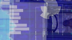 Animation of data processing over african american male worker operating forklift at the warehouse. Logistics business and technology concept - Powered by Shutterstock - Get 15% off with code: PIKWIZARD15