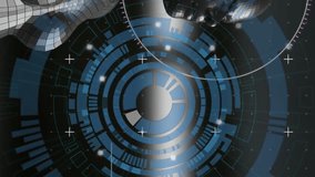 Animation of round scanner and scope scanning over female body model against black background. Global networking and medical research technology concept - Powered by Shutterstock - Get 15% off with code: PIKWIZARD15