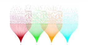 Data stream loop animation with colorful curved lines flowing into binary code on a white background, symbolizing AI, big data, data processing, and artificial intelligence systems. - Powered by Shutterstock - Get 15% off with code: PIKWIZARD15