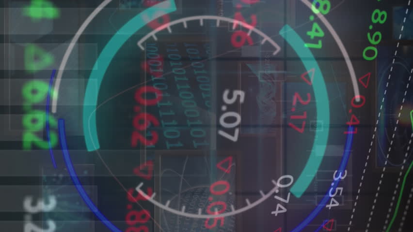 Animation of scope scanning and data processing over stock market on grey background. Global connections data processing digital interface and technology concept digitally generated video. - Powered by Shutterstock - Get 15% off with code: PIKWIZARD15