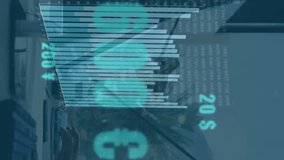 Animation of financial data processing over man using computer. Global business finance global covid pandemic global concept digitally generated video. - Powered by Shutterstock - Get 15% off with code: PIKWIZARD15