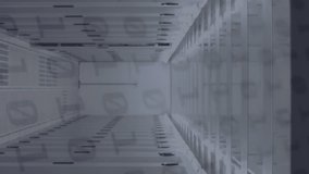 Animation of graph over infographic interfaces in digital tablets against server room. Digital composite, multiple exposure, report, business, progress, technology and network server concept. - Powered by Shutterstock - Get 15% off with code: PIKWIZARD15