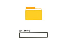 Deleting file animation. Remove file process. Data destruction scene. Folder sliced into small fragments. Progress loading bar in action. - Powered by Shutterstock - Get 15% off with code: PIKWIZARD15